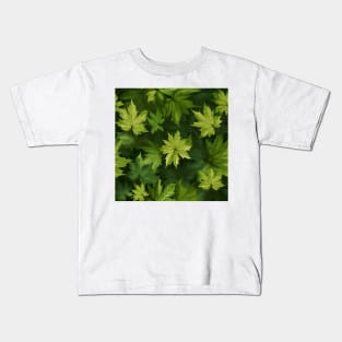 Green Leaves Pattern 16 Kids T-Shirt